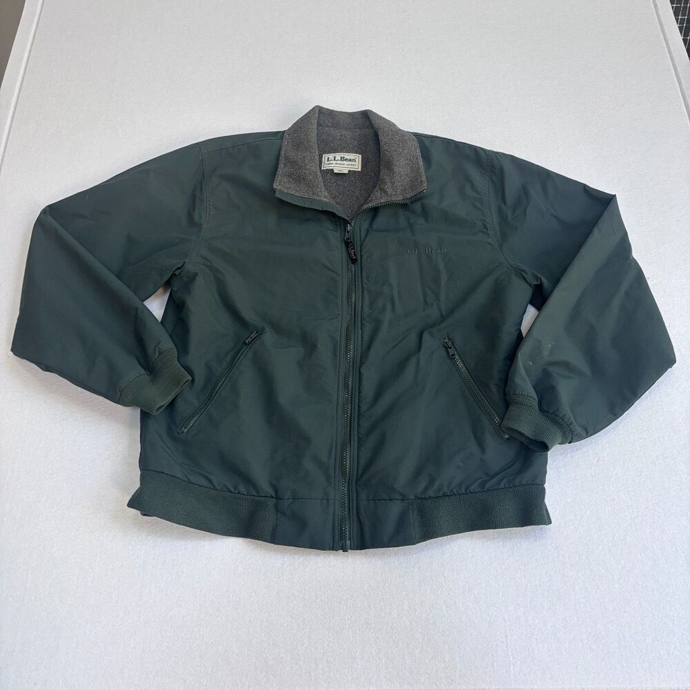 L.L. Bean Fleece Lined Three Season Jacket Men M Nylon Soft Shell Green Full Zip
